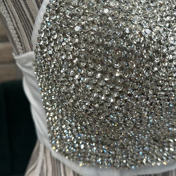 Women's Handmade Rhinestone Diamond Push up Bustier Crop Top Sexy Punk Corset - Picture 3 of 9